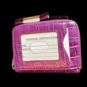 Blue Croc-Embossed Wallet with Wristlet Various Colors